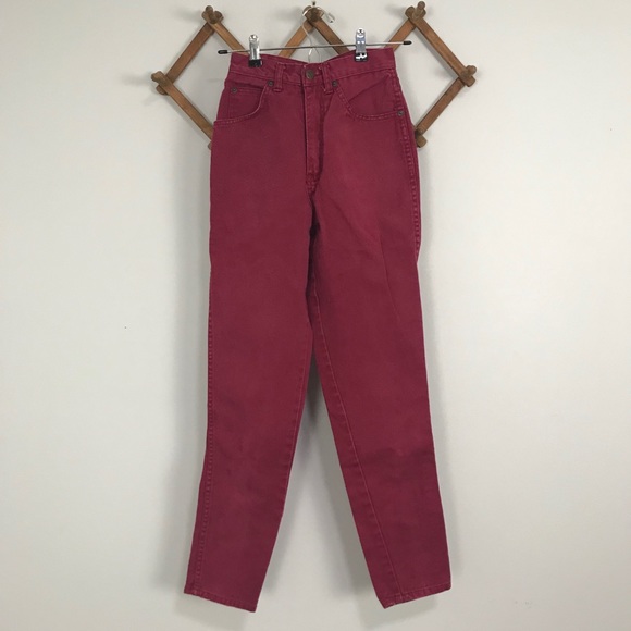 SOLD- Vintage High-Waisted Red Jeans - Picture 5 of 10